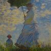 モネ「日傘の女性、モネ夫人と息子」