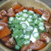 冷や奴 with オクラとトマト