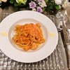 ズワイガニとホタテのトマトソースリングイネ