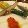 稚鮎と花ズッキーニとスカルモッツアチーズのフリット