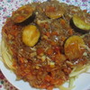主人用のミートソースパスタ