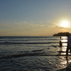 由比ヶ浜：まもなく日没