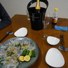 オコゼの刺身、あらの唐揚げと天ぷら