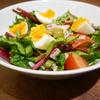 サラダ！ほうれん草やオルゾやトマトに玉子