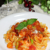 プチトマトと魚介のパスタ