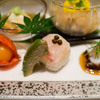 アボカドの味噌漬け、黒鯛の手毬寿司