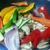 野菜を炒める