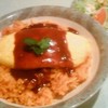 ハッスルのオムレツ丼大盛り。