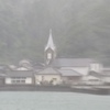 台風の風雨で崎津天主堂には近づけず。
