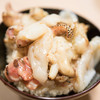 スミイカのゲソ炙りと赤貝のヒモと生のタコ丼
