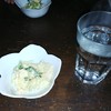 焼酎お湯割とお通しのポテサラ