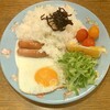 ソーセージ目玉焼きミニトマトプレート