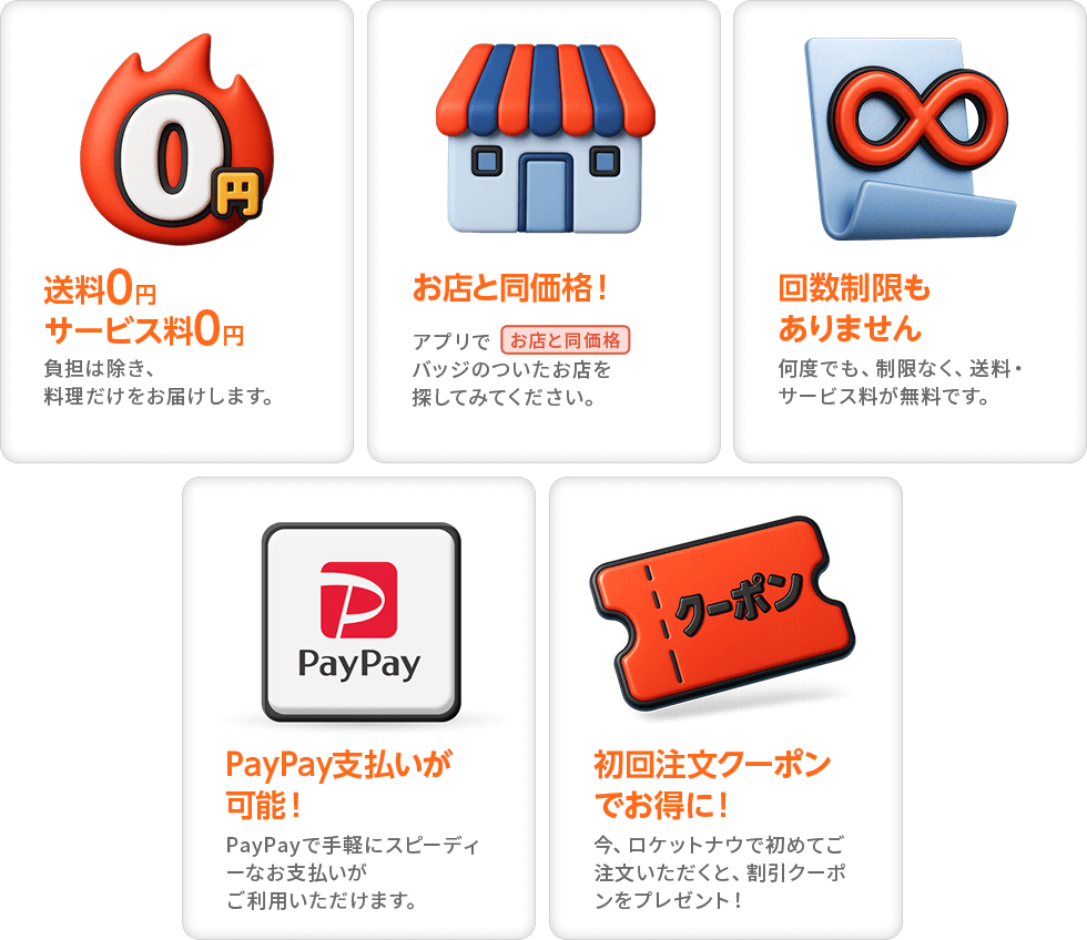 送料0円サービス料0円/お店と同価格!/回数制限もありません/PayPay支払いが可能!/初回注文クーポンでお得に!