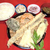 Daruma No Tempura - 料理写真:アナゴ定食（アナゴ一本揚げ・キス・野菜３品・みそ汁・小ごはん）