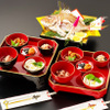 Unagi Fukumoto - 料理写真:お食い初め膳、男の子用（朱）と女の子用（黒内朱）初めての食事に天然材質の漆膳で優しく召し上がり下さい。