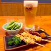 Nomikuidokoro Fukuwarai - 料理写真:乾杯セット（￥980/税抜）オススメです。まずはビール、サワー、ハイボールからお好きな一杯。メインは焼き鳥or日替わりのお刺身から選べます。さらにお新香、枝豆、塩辛から一品。
                      他にもリーズナブルで美味しいおつまみを多数ご用意しています。 