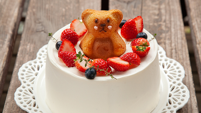 バースデーケーキを持つクマのぬいぐるみ （ベア・ベア （Bear・Bear 