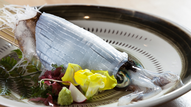 呼子活イカ 博多巻き串 燈 - メイン写真:イカの活き造り