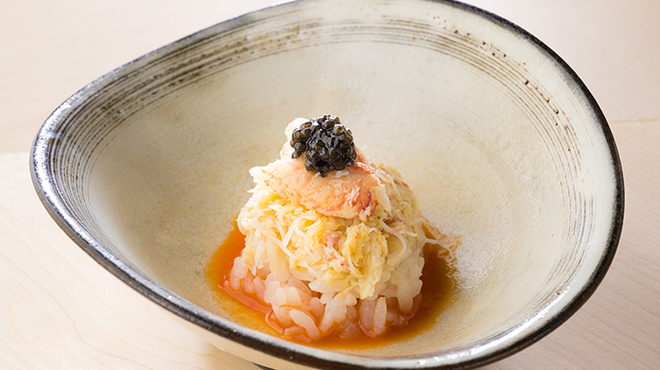 松栄 - 料理写真:蟹ご飯 キャビア乗せ