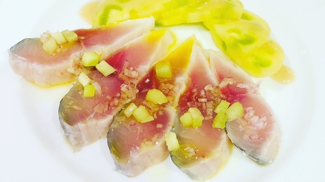 ポワン ドゥ デパー - 料理写真:人気の〆鯖と青トマト￥７００