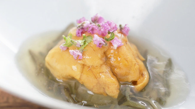料理屋まえかわ - 料理写真:やりいかと新蓮根の叩きすだちの煮凍り掛け