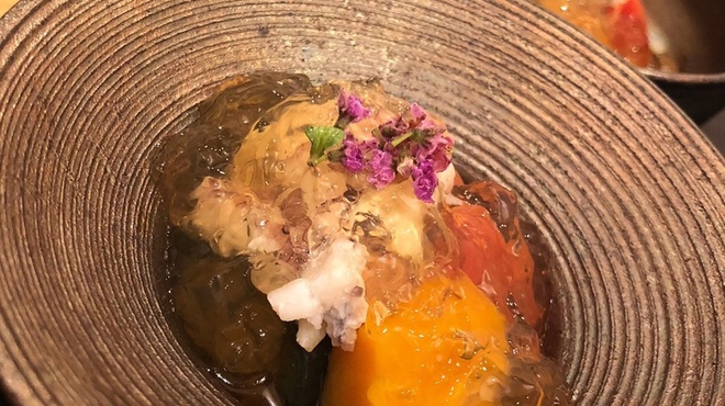 文禄堤 茶味 - 料理写真:初茄子と鱧の生姜ジュレ