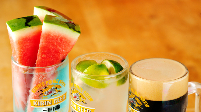 立呑み処 まるや - ドリンク写真:キリン黒生・生すだち酎ハイ・生スイカ酎ハイ