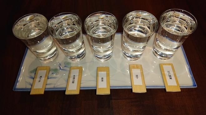 江戸前天麩羅 天堂 - ドリンク写真:日本酒東京産5種飲み比べ
