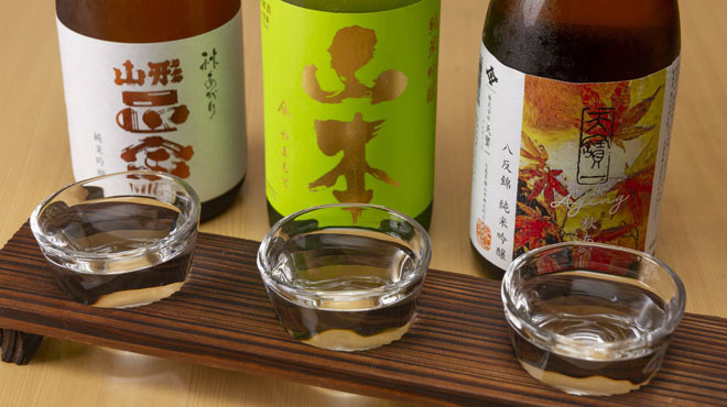 北野坂 つる肴 - ドリンク写真:3種の日本酒のみくらべ