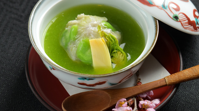 味菜 - 料理写真:（春）小芋と一寸豆の茶巾しぼりうすいあんかけ