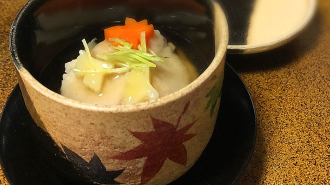 長島 - 料理写真:5.はす蒸し(鰻 蓮根 舞茸 百合根 銀餡 山葵 )