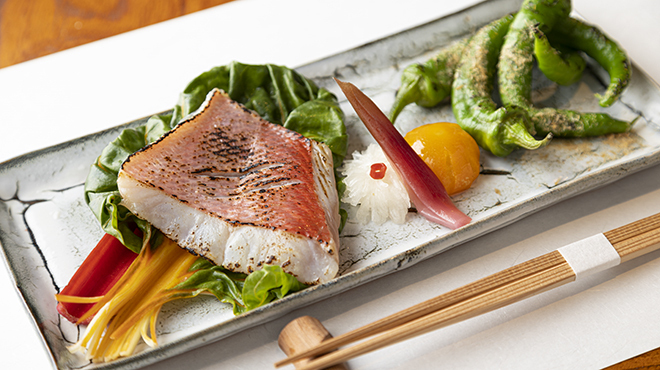 割烹 三千院の里 - 料理写真:金目鯛西京焼き～京野菜甘長とうからしを添えて～