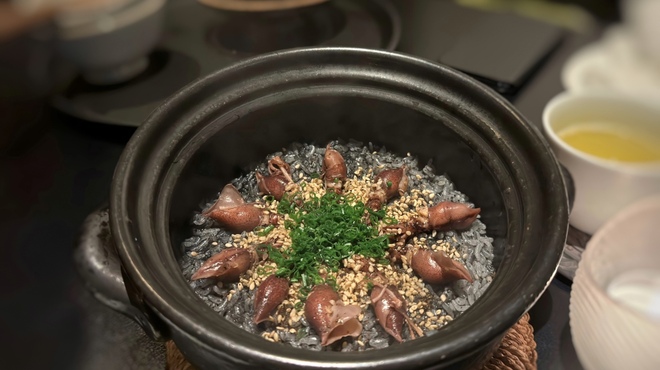 アシェット・ド・マコ - 料理写真:◆蛍烏賊とイカスミのご飯・・イカスミはパスタでは頂いたことはあるのですが、ご飯では初めて。(≧◇≦)
