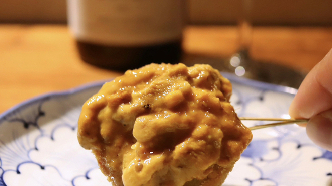 縁 il legame - 料理写真:串揚げ風 そら豆のコロッケ 由良の紫雲丹のせ