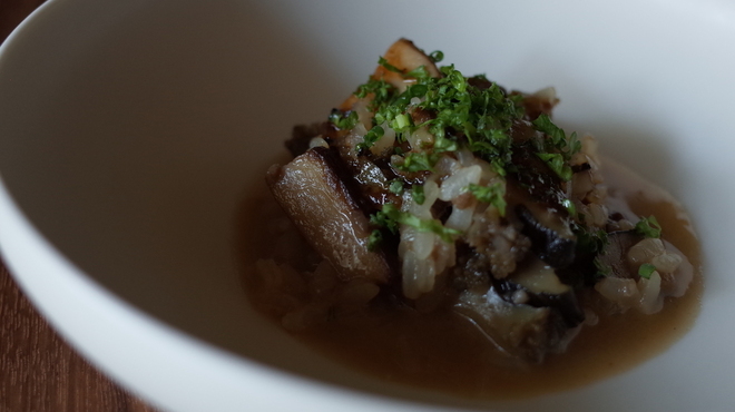 前芝料理店 - 料理写真:伊産ポルチーニ蝦夷鮑リゾット