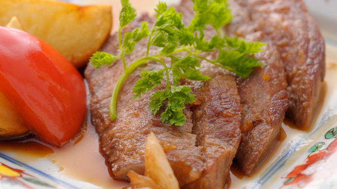 天ぷら ひさご - 料理写真:宴会コースの国産牛ステーキ