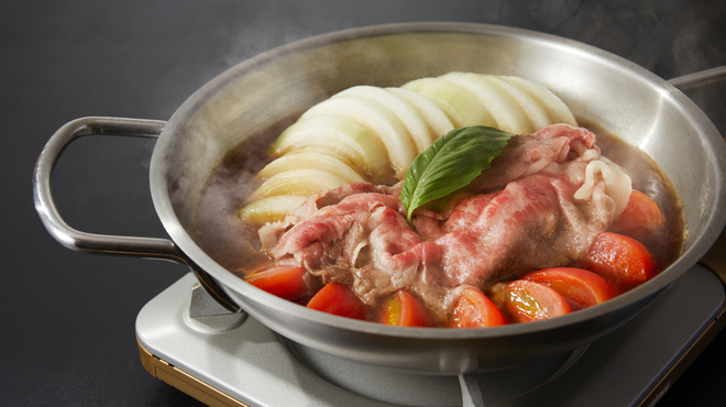 懐石 三田ばさら 別邸 - 料理写真:トマトすき焼きお肉増量コースの一例でございます。