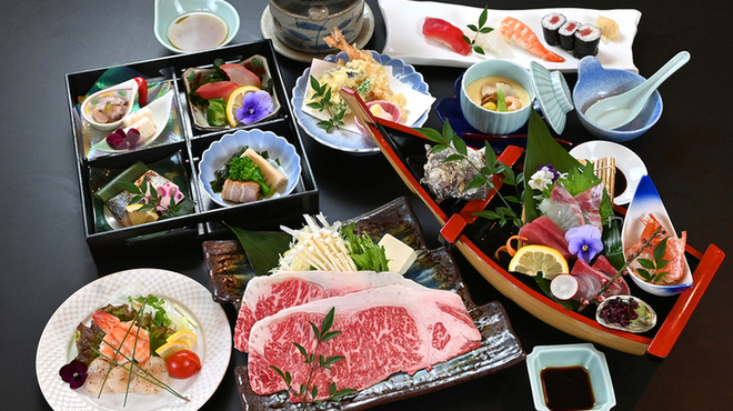 和楽心 - 料理写真:【豪華舟盛り寿司付き】宴会コース”吟”飲み放題付き国産牛味しゃぶコース