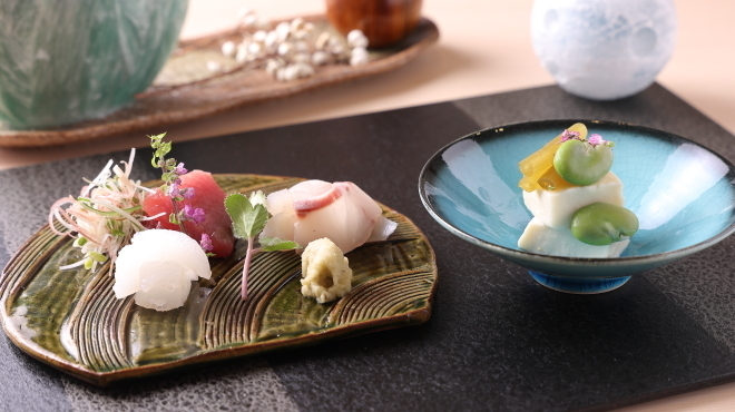割烹 月と花 - 料理写真:お造り 先付 コース