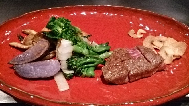 那古亭 - 料理写真:半分にきった１枚目と温野菜