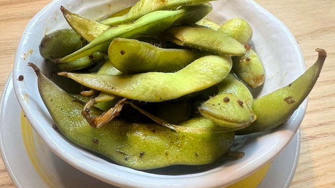 野菜肉巻き串 ぐるり - 料理写真:お通し枝豆の燻製