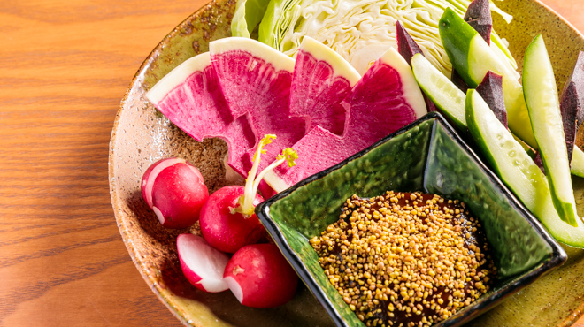 すす流 - メイン写真:特製韃靼そば味噌で食べる野菜盛り合わせ