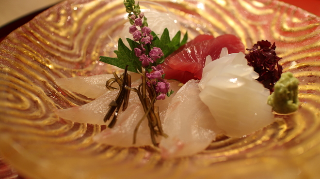 日本料理 新 - 料理写真:お造　ケンサキイカ、すずき、かつお