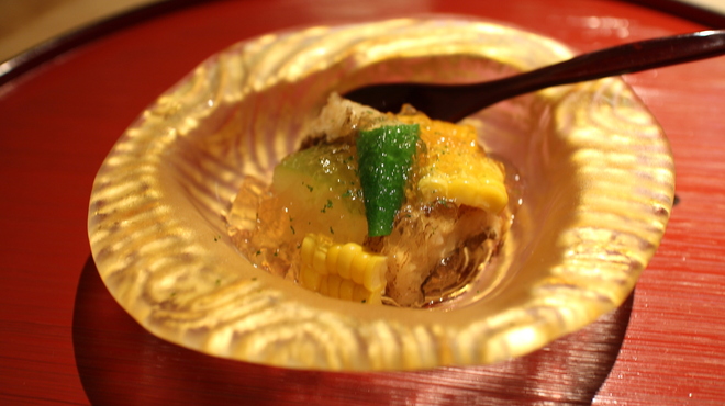 日本料理 新 - 料理写真:先付　鱧と夏野菜の煮こごり