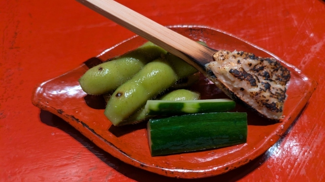 蕎麦割烹 橙 - 料理写真:「焼き味噌 胡瓜添え・枝豆の焼き浸し」
