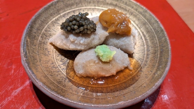 蕎麦割烹 橙 - 料理写真:「揚げ蕎麦がき三種」