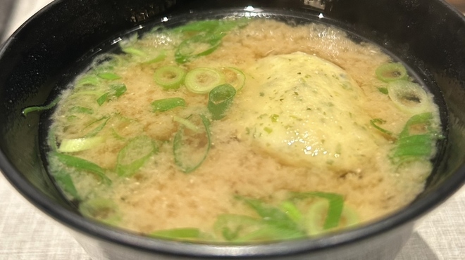 KYOTO GOJO ONO - 料理写真:あおさしんじょうと九条葱のお味噌汁