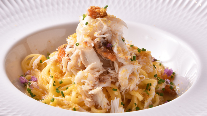 ピアット ディ テアトロ ヒビ - 料理写真:タヤリン／ワタリガニ　カラスミがけ