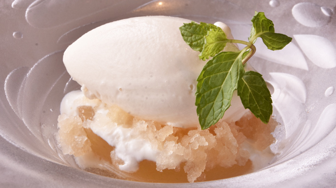 ピアット ディ テアトロ ヒビ - 料理写真:梨　マリネ　ヨーグルトジェラート