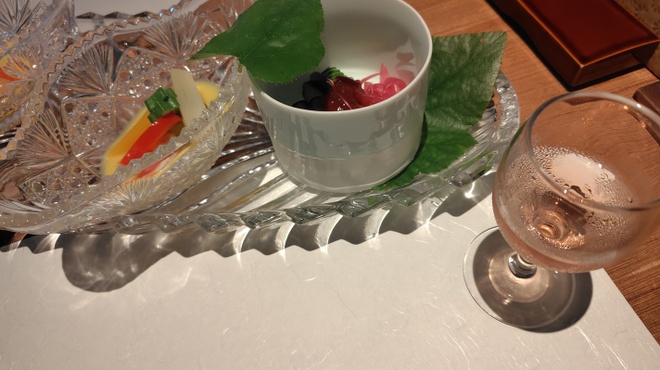皆美館 - 料理写真:食前酒、先付二題
